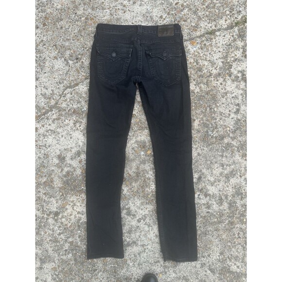 True Religion Jeans Mens Size 32 Black  Denim ROCCO Relaxed Skinny Flap Pockets - Picture 4 of 5